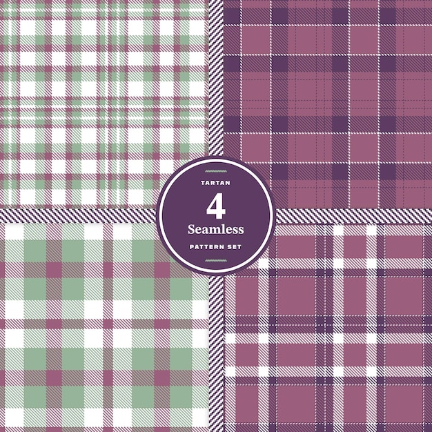 Dusky Purple Pinkish Grey Dirty Purple and Light Grey seamless pattern set of 4