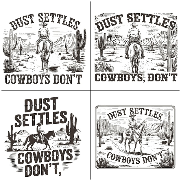Dust Settles Cowboys Dont Western Svg Diseño occidental de moda El vaquero del oeste de PNG