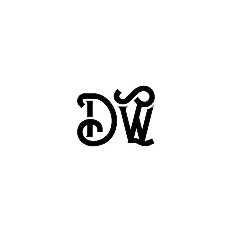 Vector dw monograma logotipo diseño carta texto nombre símbolo monocromo logotipo alfabeto carácter simple logotipo