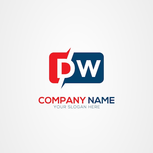 DW o WD Creative Modern Letters Elemento de diseño del logotipo
