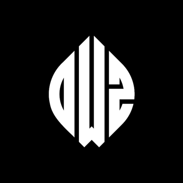 DWZ diseño de logotipo de letra de círculo con forma de círculo y elipse DWZ letras de elipse con estilo tipográfico Las tres iniciales forman un logotipo de círculo DWZ emblema de círculo monograma abstracto letra marca vector.