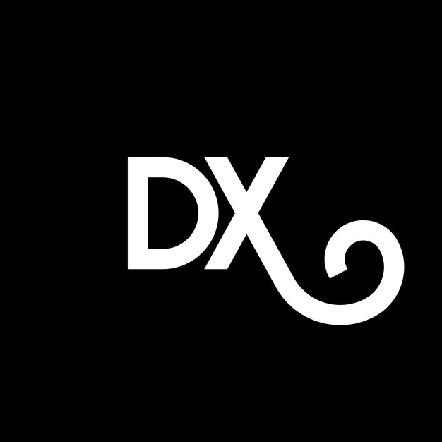 DX diseño de letra de logotipo en fondo negro DX iniciales creativas concepto de letra de Logotipo dx diseño de letra dX diseño de letras blancas en fondo negra D X d X logotipo