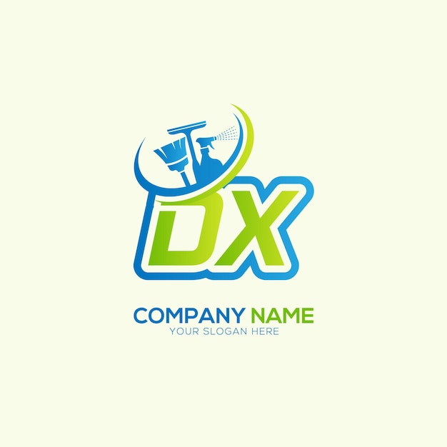 DX o XD Letra local Vector de limpieza Vector del logotipo del servicio de limpia