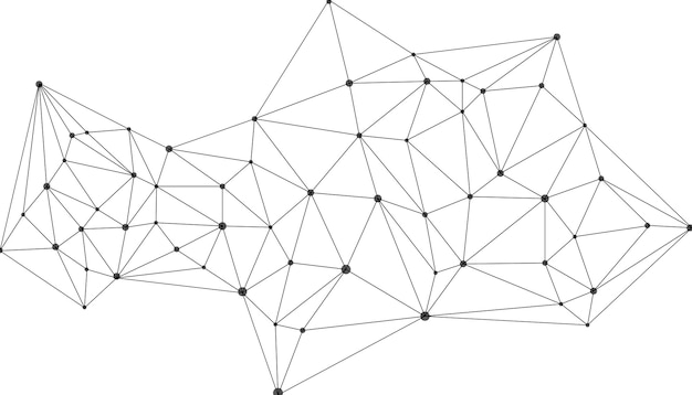 Dynamic abstract network mesh background with colorful connected nodes and geometric lines representing digital communication big data connections and futuristic technology structure design