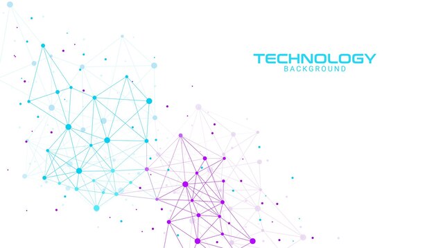 Dynamic abstract network mesh background with colorful connected nodes and geometric lines representing digital communication big data connections and futuristic technology structure design