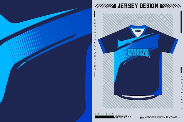 Dynamic Blue Soccer Jersey Template with Sponsor Logo