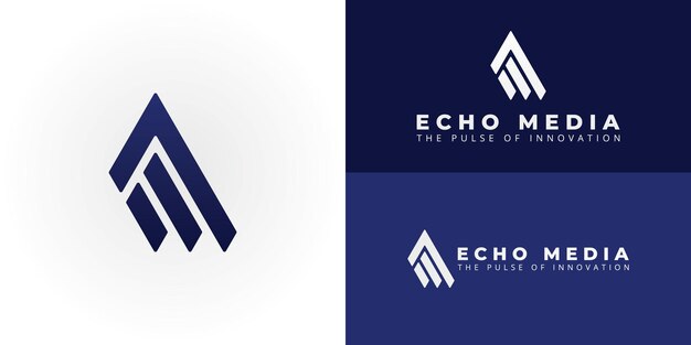 Dynamic EM monogram logo designed with ascending multibar forms