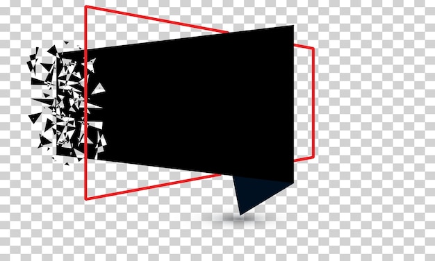 Dynamic Exploding Text Box with Geometric Shards and Red Frame