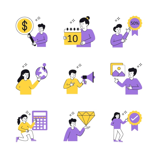 E Commerce amp Shopping Ilustración vectorial de concepto Conjunto 5 aislado en fondo blanco