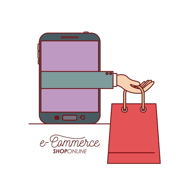 Vector e-commerce teléfono inteligente