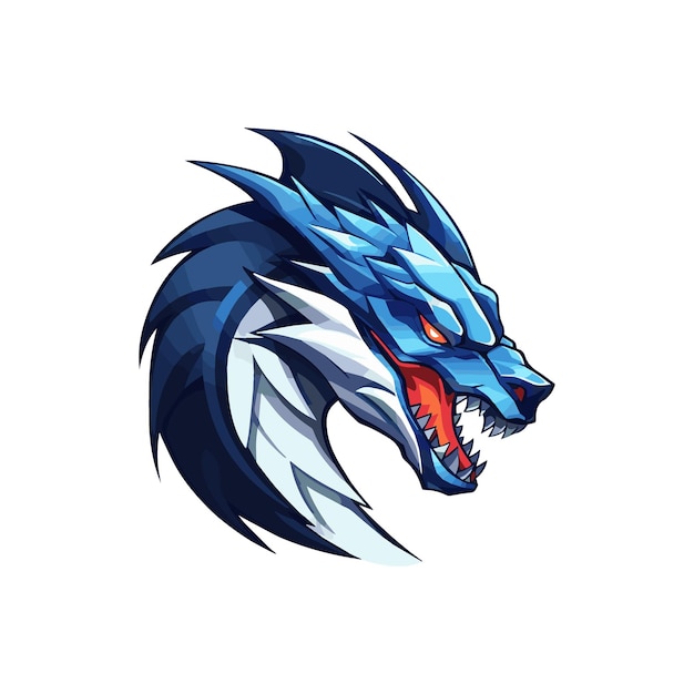 E Deportes juego emblema de enojado Dragon Monster hidra Draco Dragon cabeza logo vector ilustración
