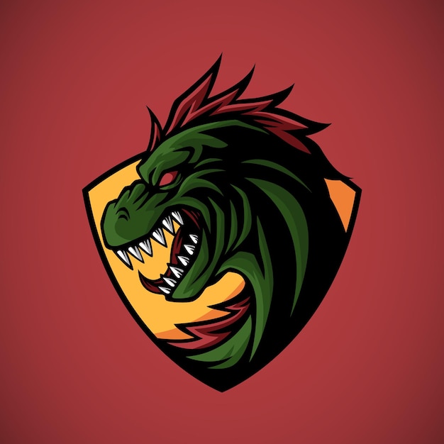 E emblema deportivo de cabeza de dragón verde