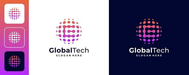 E Global Tech Logo diseña el vector del concepto