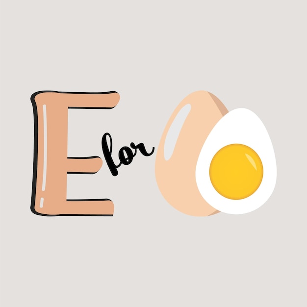 E para huevo E Carta y huevo Vector Ilustración Alfabeto Diseño para niños