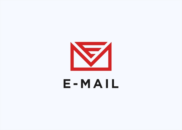 e inicial con ilustración de silueta vectorial de diseño de logotipo de correo electrónico