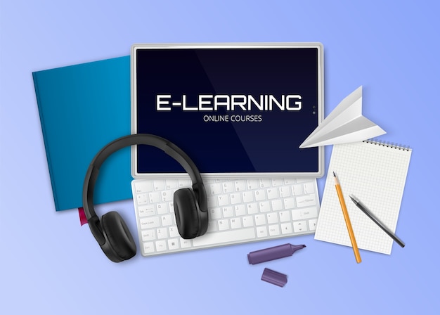 E-learning and online courses concept