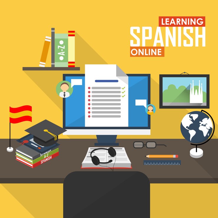 Vector e-learning en español.