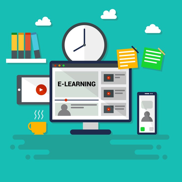 Vector e-learning icónico