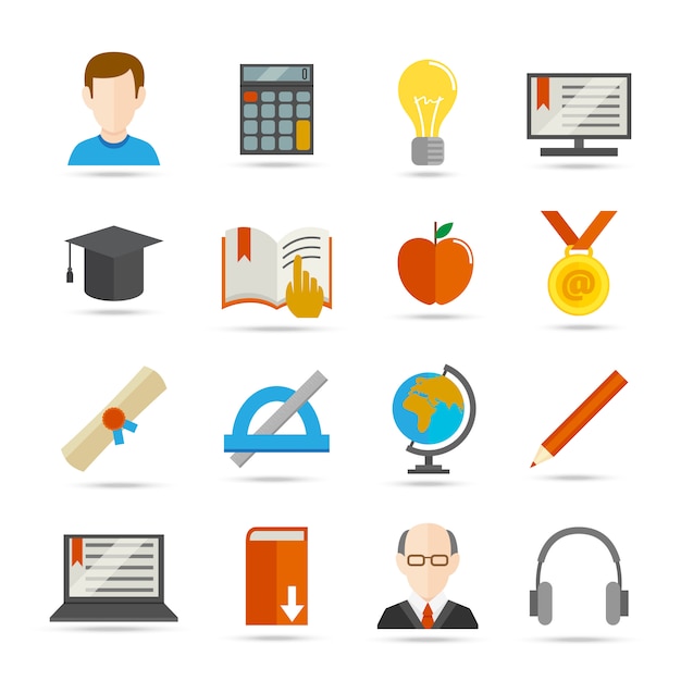 Vector e-learning icono plana