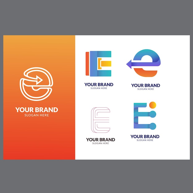e letra del alfabeto inicial diseño de gradiente colorido marca empresarial corporativa empresa logotipo abstracto de