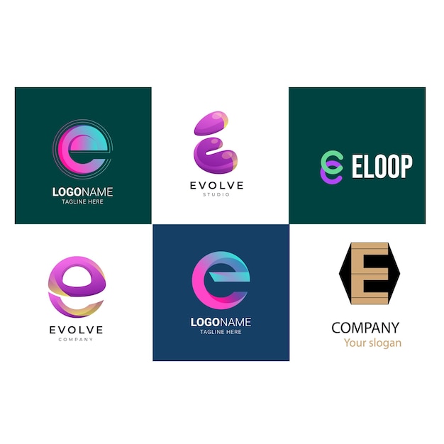 e letra del alfabeto inicial diseño de gradiente colorido marca empresarial corporativa empresa logotipo abstracto de