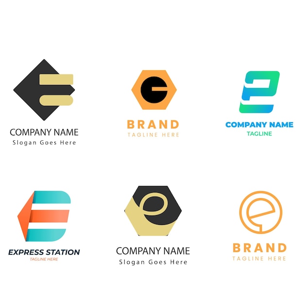 e letra del alfabeto inicial diseño de gradiente colorido marca empresarial corporativa empresa logotipo abstracto de