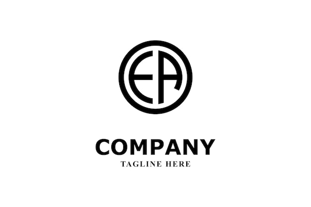 e y un logotipo de letra dentro de un círculo