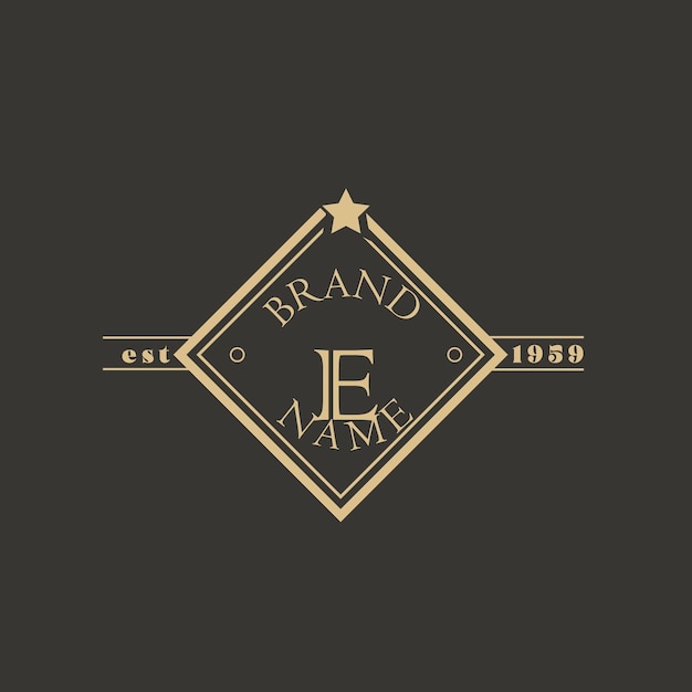 E logotipo de letras de lujo vintage