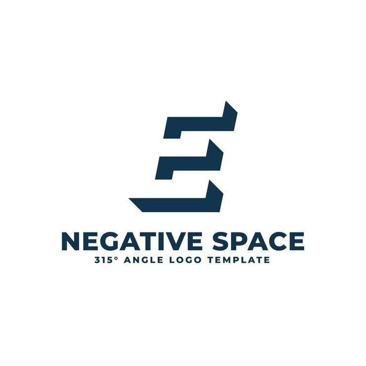 Vector e logotipo moderno limpio espacio negativo letra geométrica ilustración vectorial