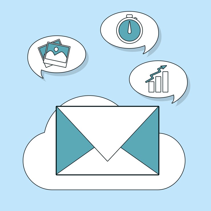 Vector e-mail con símbolos de aplicaciones móviles