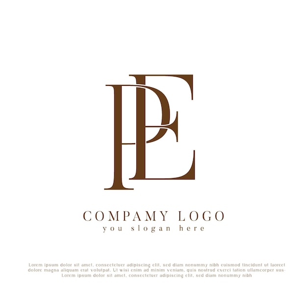 E P elegante monograma de la letra inicial de la plantilla del logotipo PE