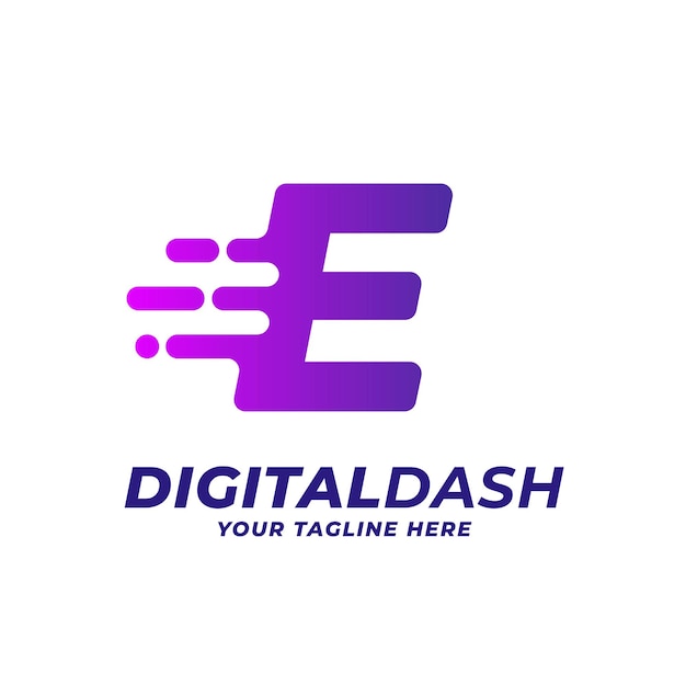 E Speed Blur And Dash Borde de corte Alfabeto inicial digital Letra Logo Vector Icono Ilustración