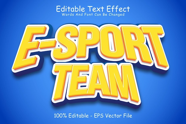 E sport team editable text effect 3 dimension relieve estilo moderno