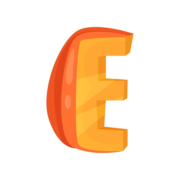 E vegetal letra del alfabeto inglés hecha de vector de calabaza Ilustración aislada sobre un fondo blanco
