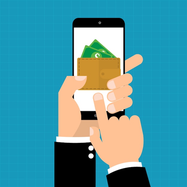 E-Wallet en teléfonos móviles inteligentes para pagos en línea