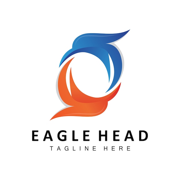 Eagle head logo design flying feather animal wings vector producto marca icono ilustración