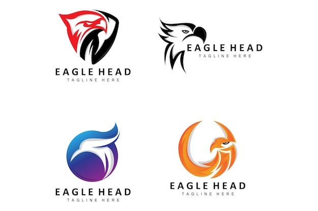 Eagle Head Logo Design Flying Feather Animal Wings Vector Producto Marca Icono Ilustración