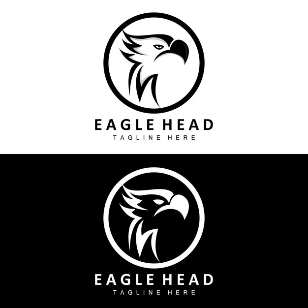 Eagle head logo design flying feather animal wings vector producto marca icono ilustración