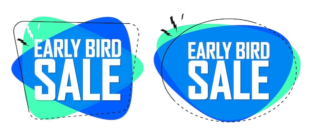 Early Bird Set venta de pancartas etiquetas de descuento diseño plantilla ilustración vectorial
