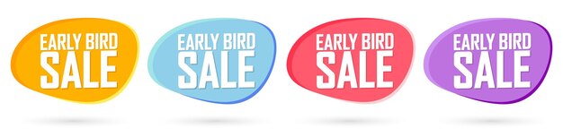 Early Bird Set venta de pancartas etiquetas de descuento diseño plantilla ilustración vectorial
