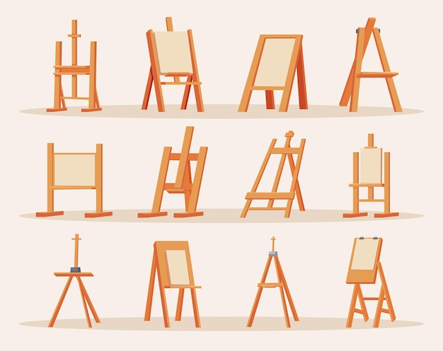 Easel lienzo en blanco para pintores artículos vectoriales exactos para estudio de dibujo