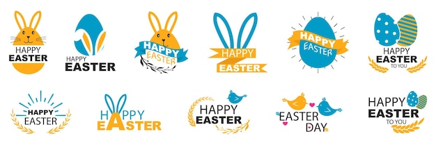 easter emblems collection in a flat design set of easter banner or label