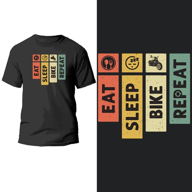 Eat sleep bike repetir tipografía camiseta imprimir vector