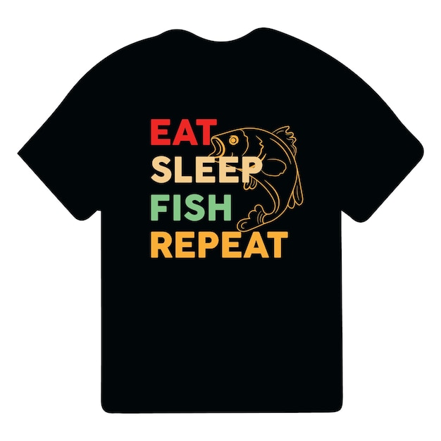 Vector eat sleep fish repetir tipografía diseño de camiseta de pesca ropa de pesca tipografía diseño de camiseta