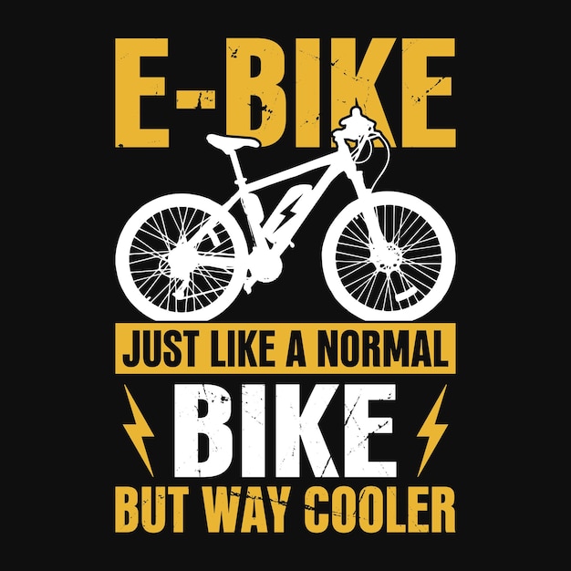 EBike como una bicicleta normal, pero con un diseño de camiseta o afiche vectorial mucho más genial