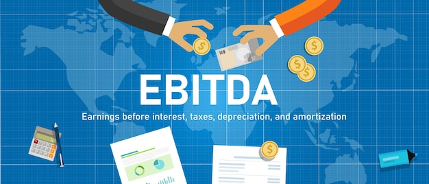 Vector ebitda ganancias antes de la depreciación y la amortización de los impuestos sobre los intereses transacción de comercio mundial