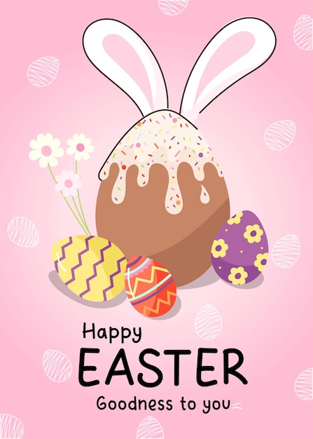Echa un vistazo al diseño plano de la tarjeta de felicitación de pascua.