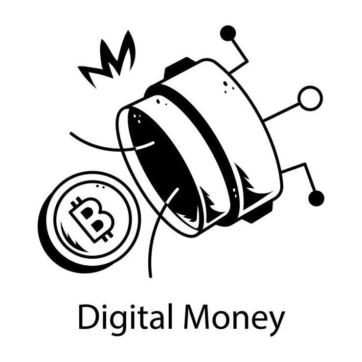 Vector echa un vistazo al icono del doodle de dinero digital