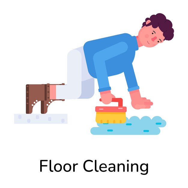 Echa un vistazo al icono plano de la limpieza del piso