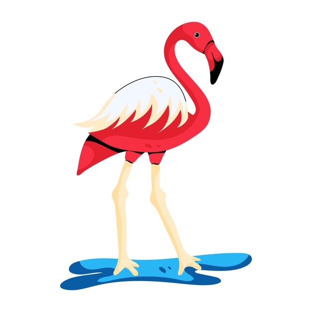 Echa un vistazo al ícono plano del pájaro flamenco